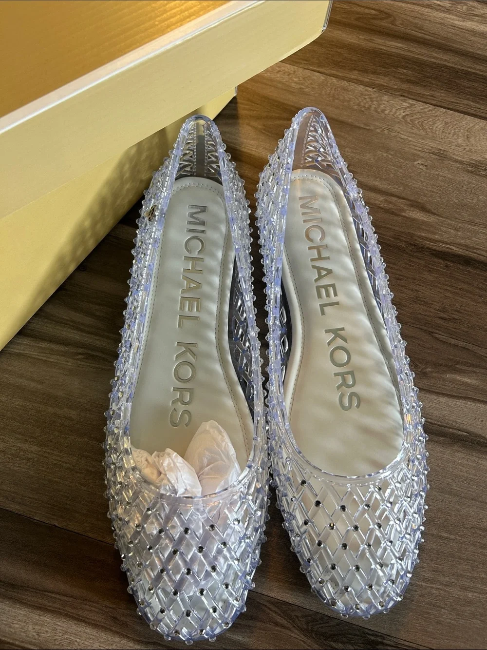 Michael Kors Crystal Mesh Ballet Flats - Clear/Silver